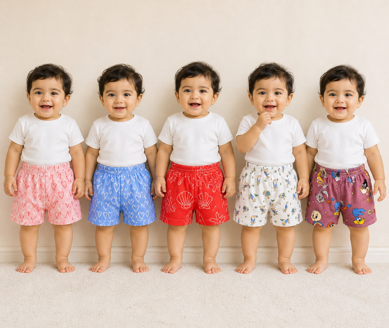 Kids Printed Shorts (Pack of 10 only)