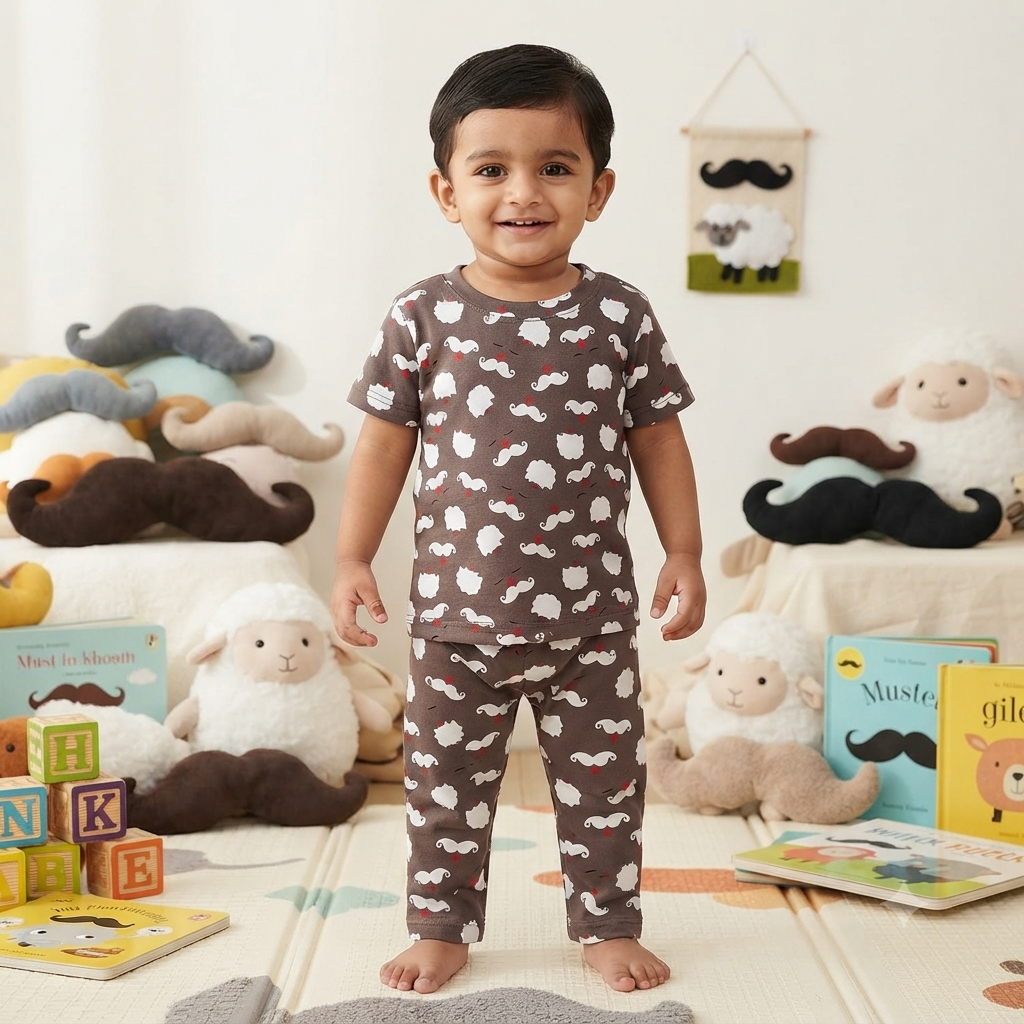 White Unique Print Pant Cordset (6month to 1year)