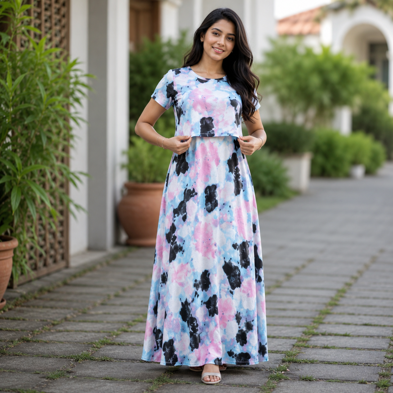 Tie & Die Print Zipless Feeding Loungewear (L) BB