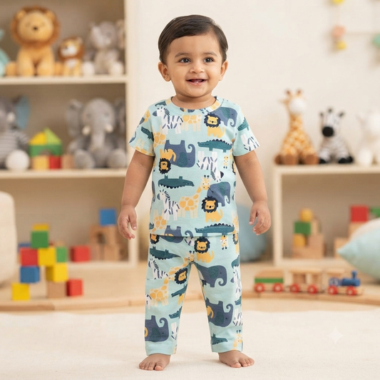Jungle Animal Print Pant Set (6month to 1year)