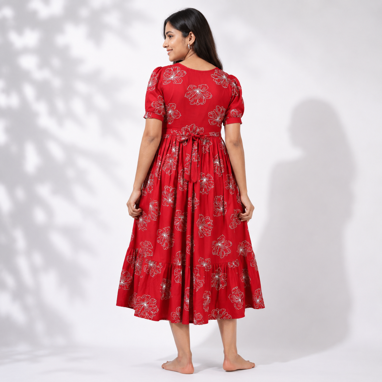 Maroon Floral Feeding Maxi (Invisible Zip)