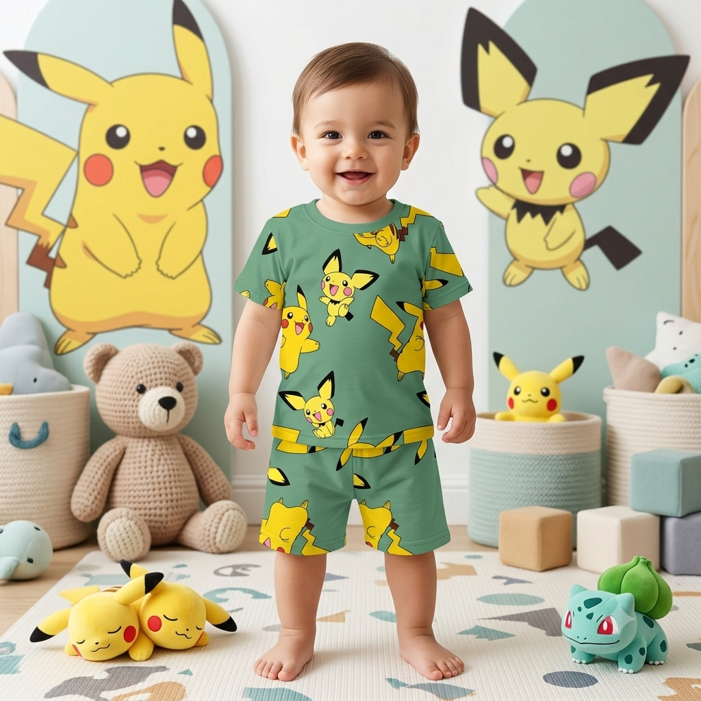 Pikachu Print Shorts Set (2year to 3year)