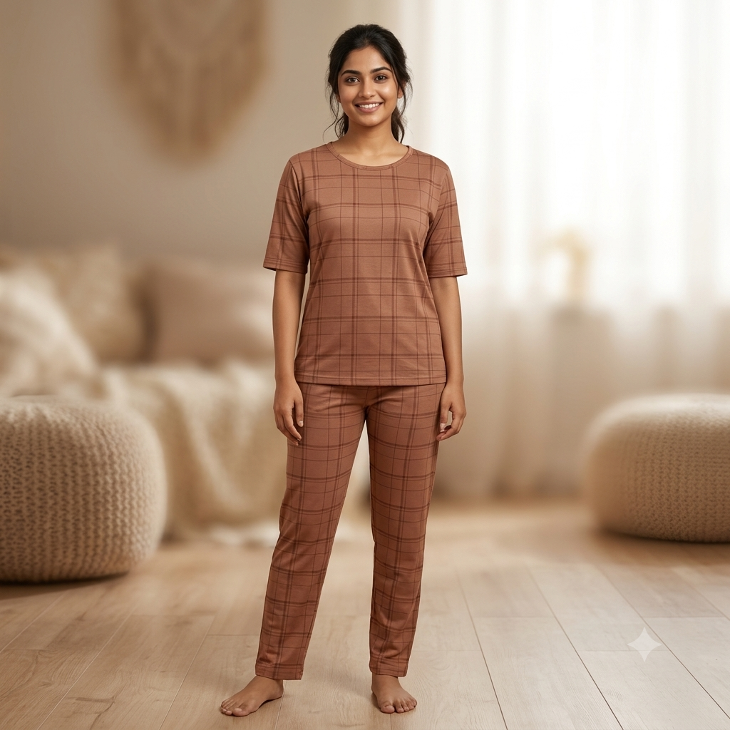 Brown Print Pyjamas (L)