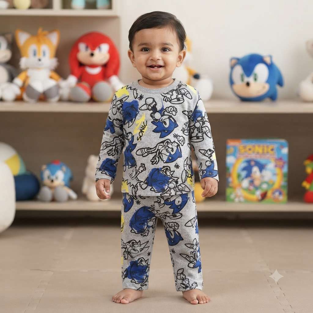 Sonic Print Full Sleeve Pant Set (1year to 2year)