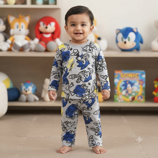 Sonic Print Full Sleeve Pant Set (3year to 4year)