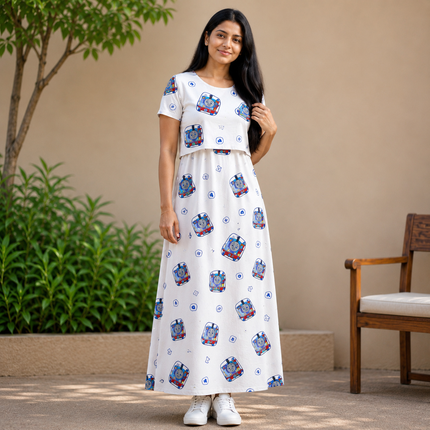Cartoon Train Print Zipless Feeding Loungewear