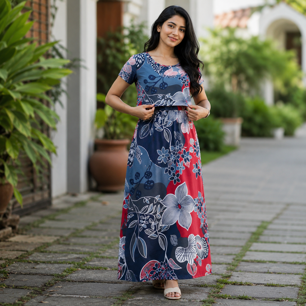 Jasmine flower Print Zipless Feeding Loungewear (XXL) BB