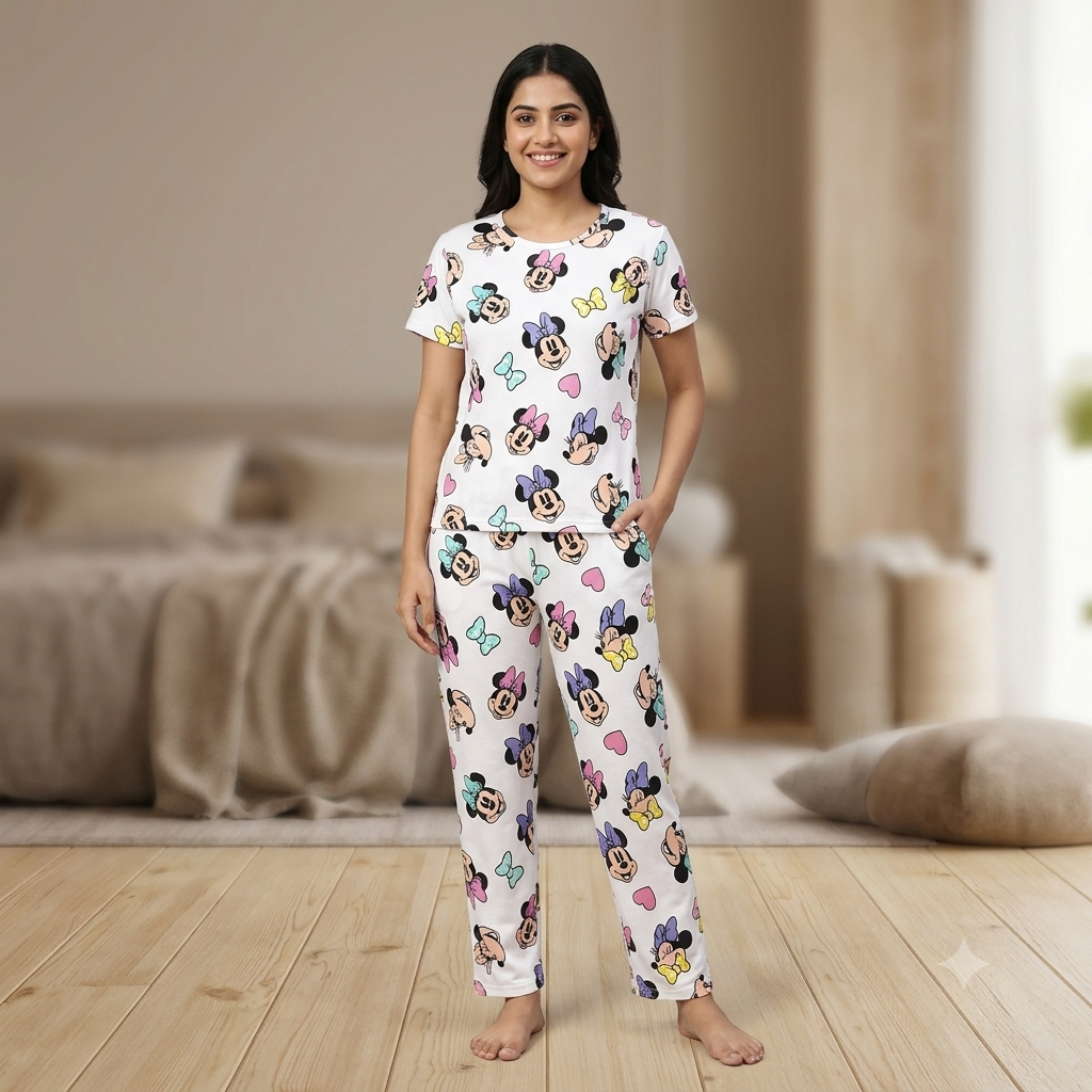 White Mickey Print Pyjamas (L)