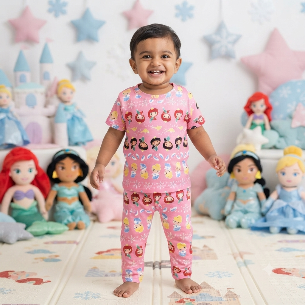 Cartoon Princess Print Pant Set (6month to 1year)