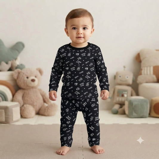 Coffee Lover Club Full Sleeve Print Pant Set (5year to 6year)