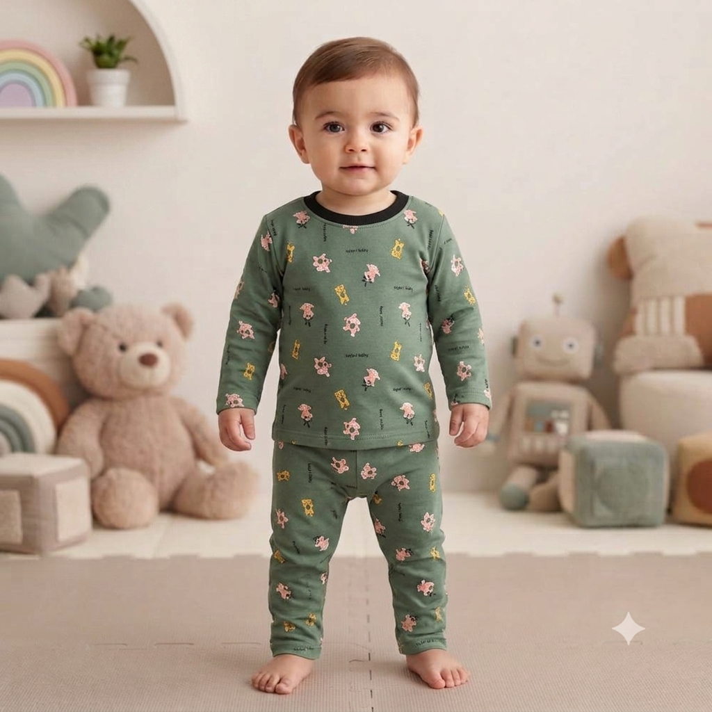 Monkey Safari Baby Full Sleeve Print Pant Set (3year to 4year)