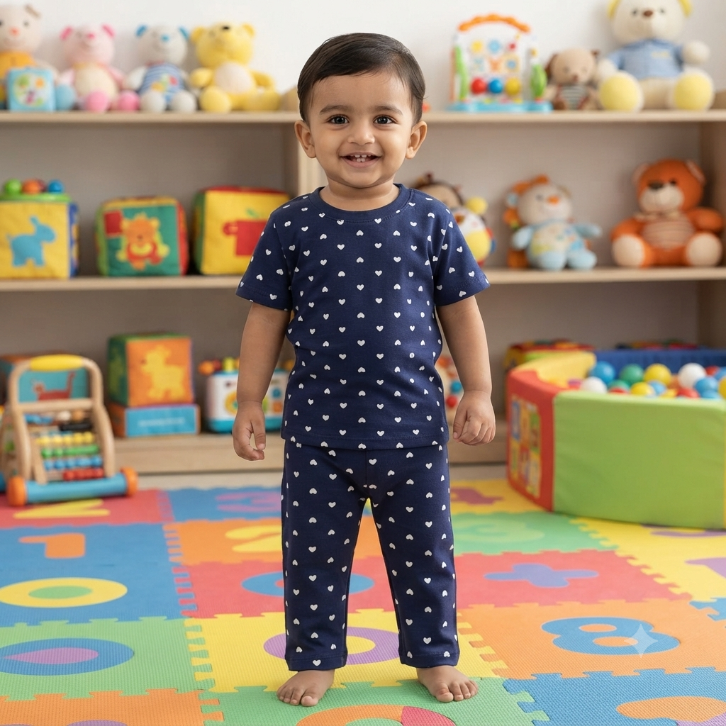 Blue Heart Print Pant Cordset (1year to 2year)