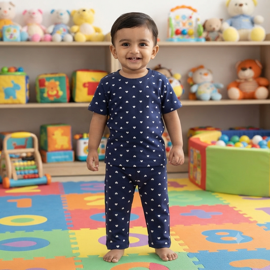 Blue Heart Print Pant Cordset (1year to 2year)