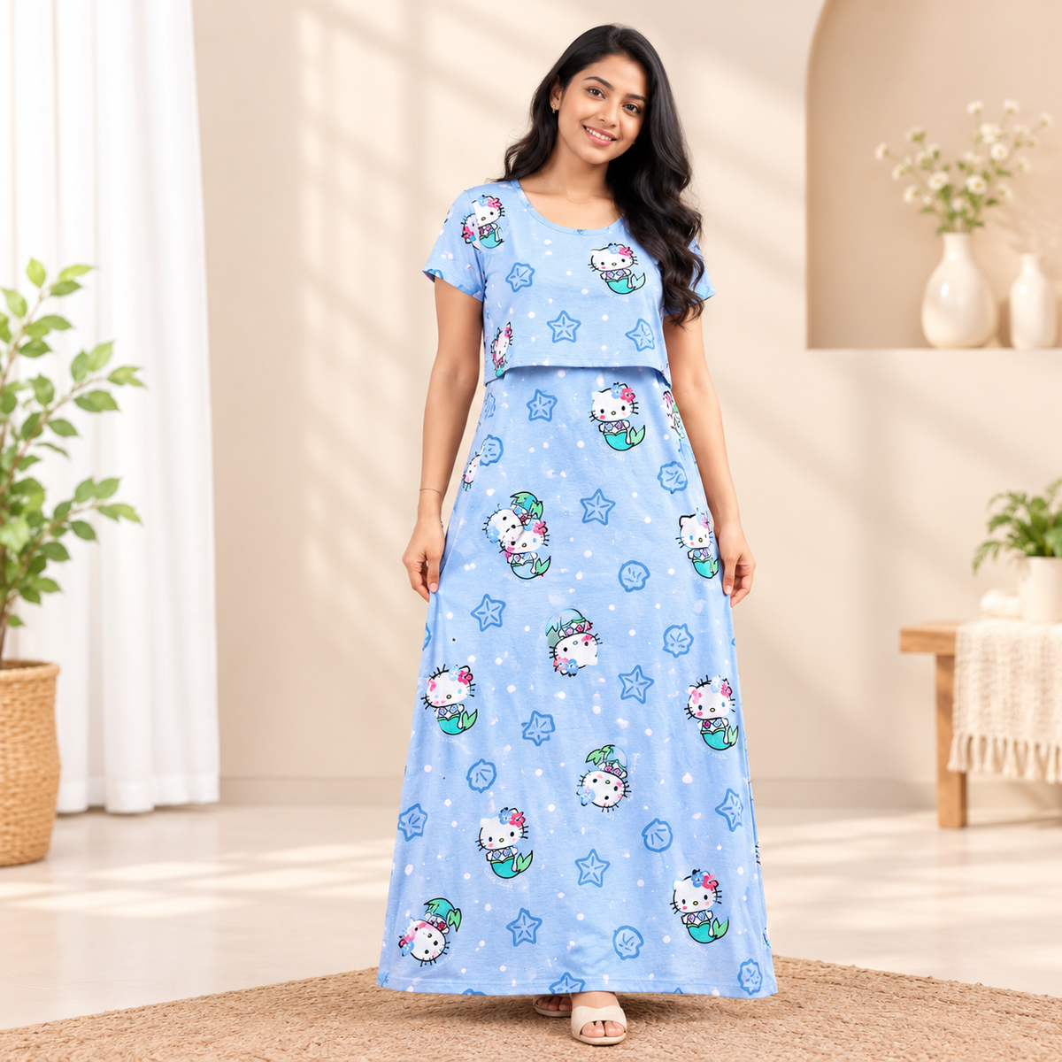 Hello Kitty Print Zipless Feeding Loungewear (M)