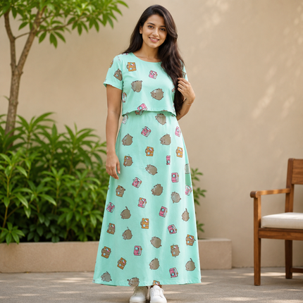 Cat & Camera Print Zipless Feeding Loungewear