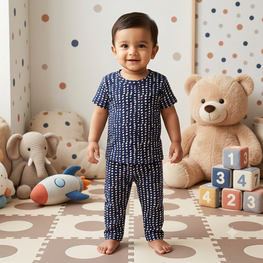 Blue Dot Print Pant Set (2year to 3year)