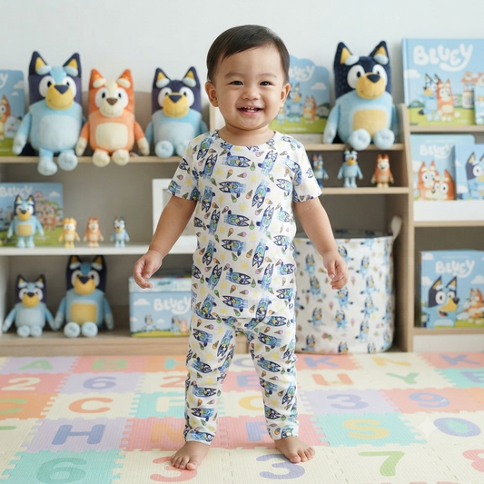 White Bluey Print Pant Set (1year to 2year)