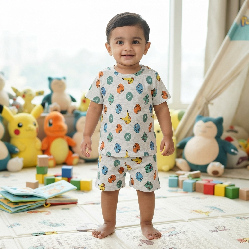 Pokemon Print Shorts Cordset (4year to 5year)