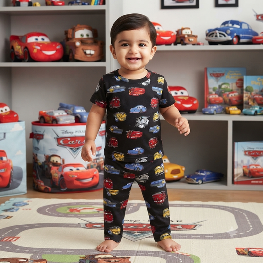 Black Cars Print Pant Set (2year to 3year)