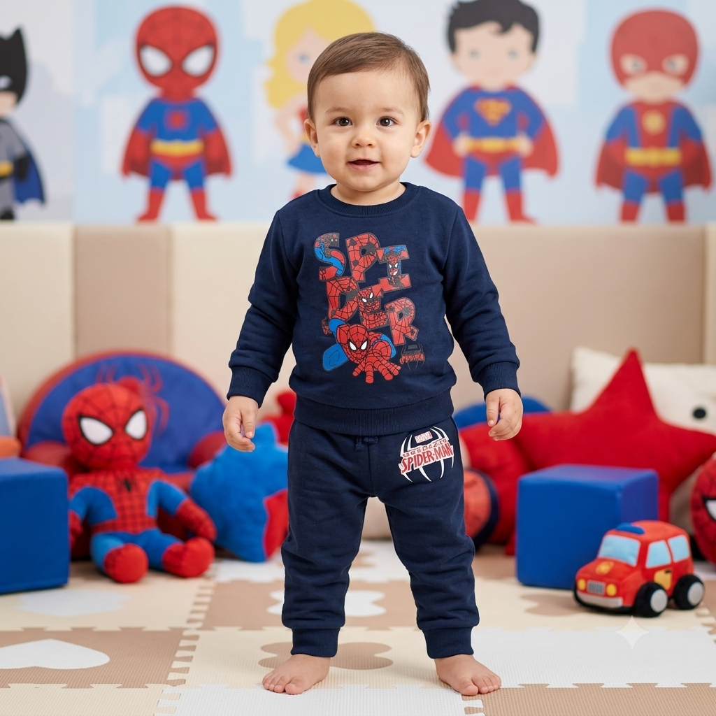 Navy Spider Print Full Sleeve Pant Cordset (2year to 3year)