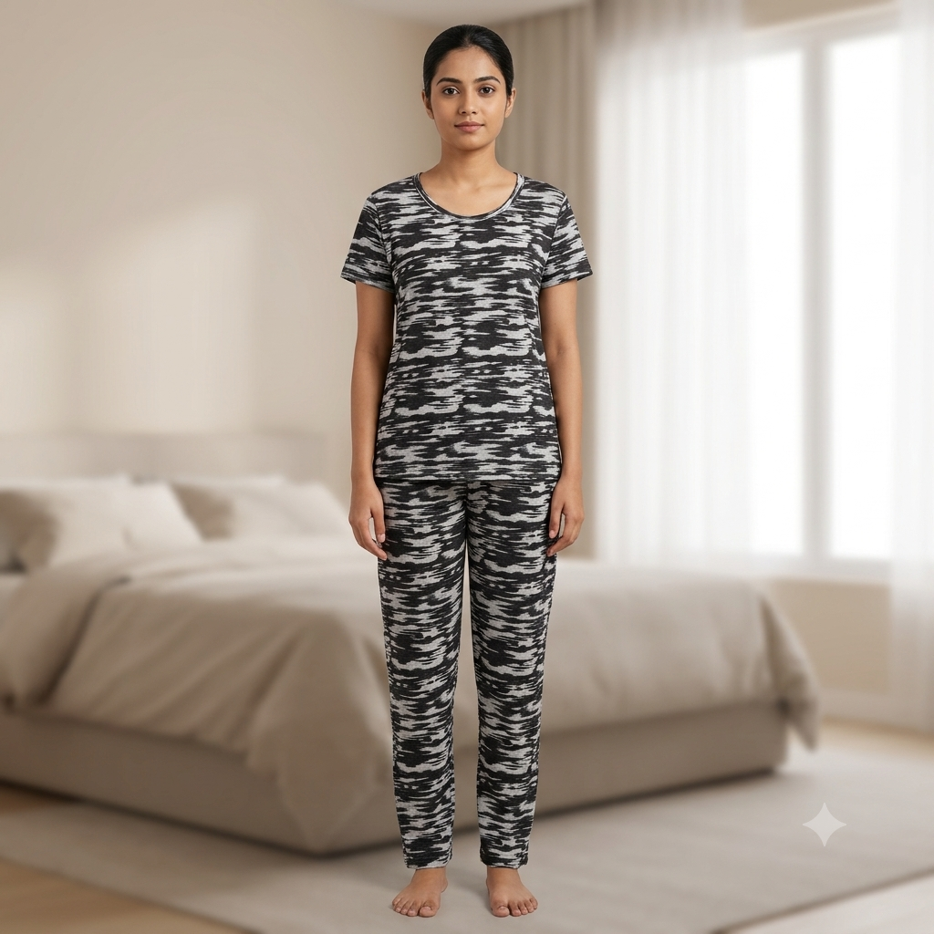 Black & White Print Print Pyjamas (XXL)