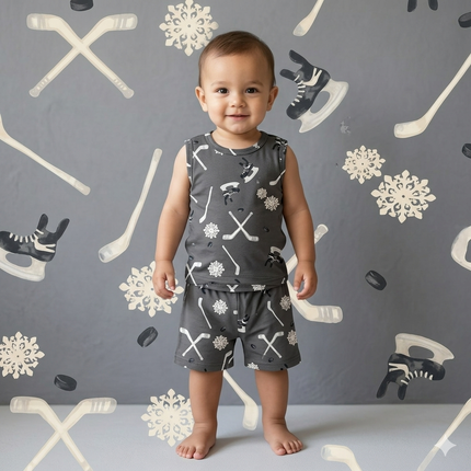 Black Unique Print Sleeveless Shorts Cordset (2year to 3year)