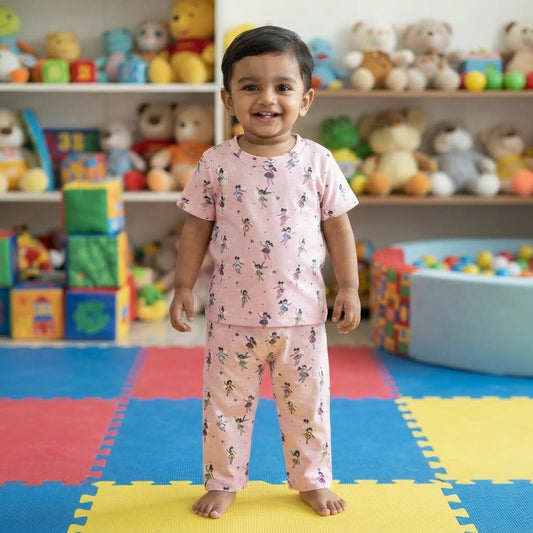 Pink Doll Print Pant Set (2year to 3year)
