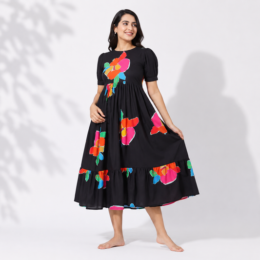 Black Feeding Maxi (Invisible Zip)