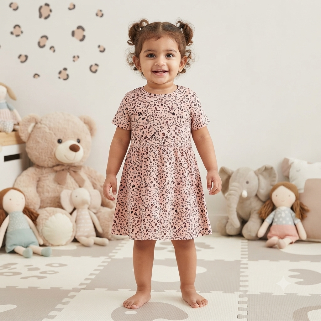 Cheetah Kids Printed Frock (4year to 5year)