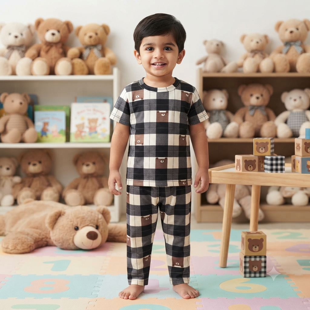 Cute Bear Print Pant Set (4year to 5year)