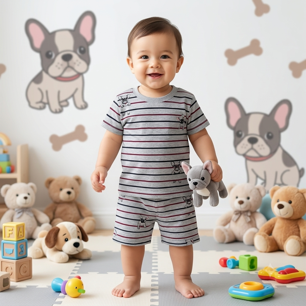 Dog Print Shorts Set (2year to 3year)