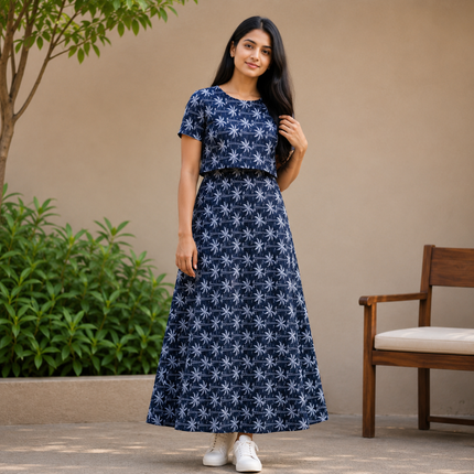 Navy Tree Print Zipless Feeding Loungewear