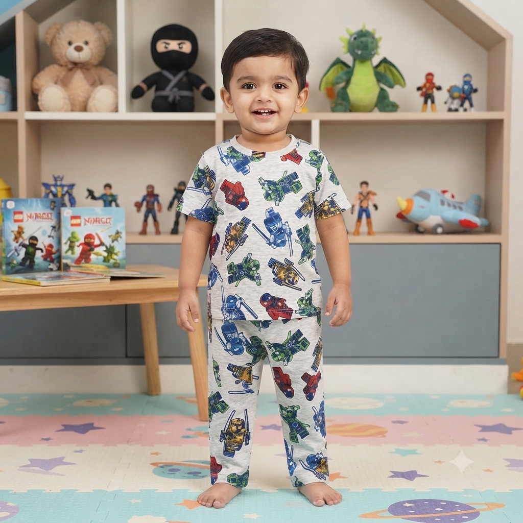 Ninja Style Print Pant Set (7year to 8year)