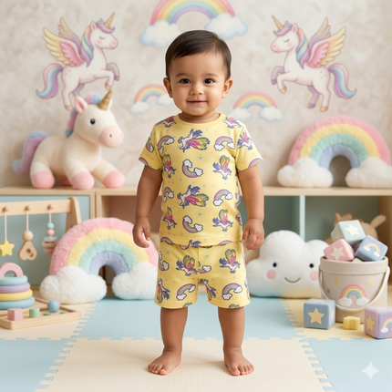 Unicorn Print Shorts Set (2year to 3year)