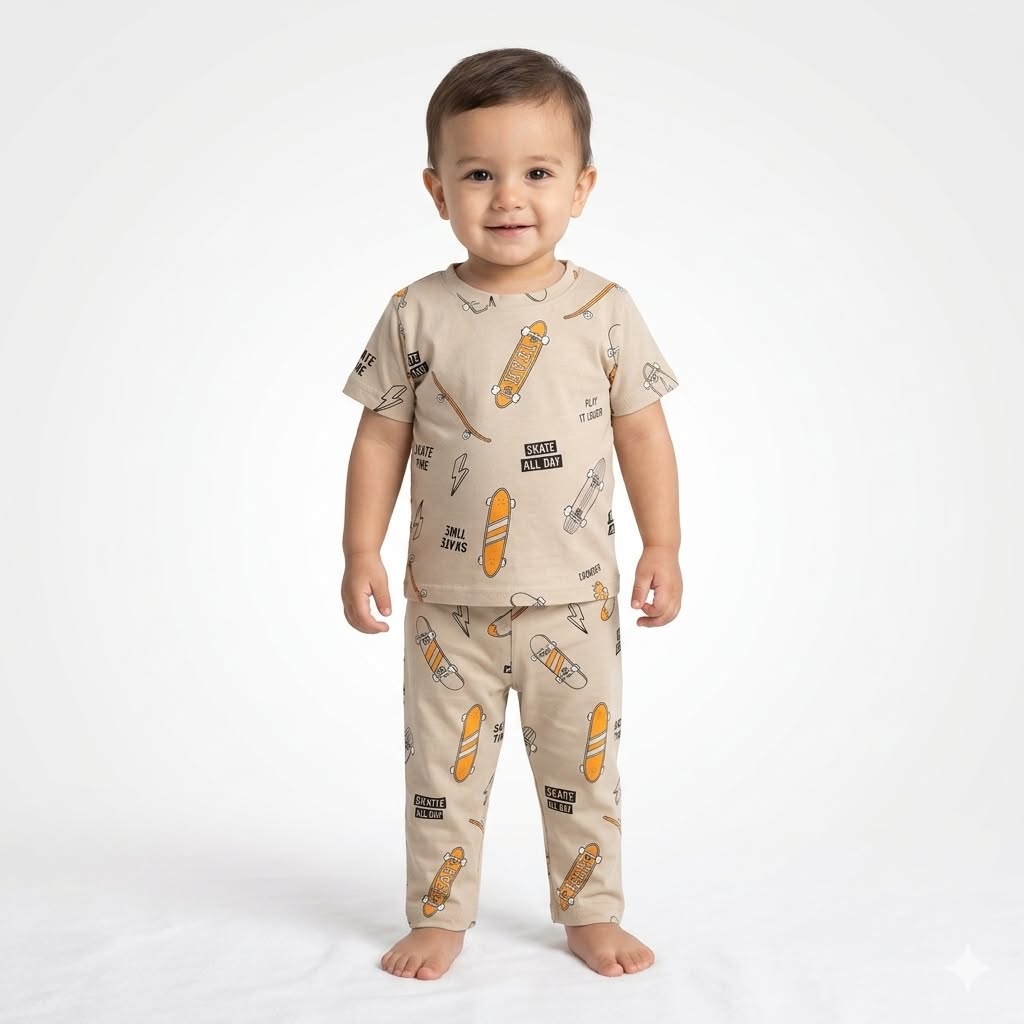 Skating Board Print Pant Cordset (7year to 8year)
