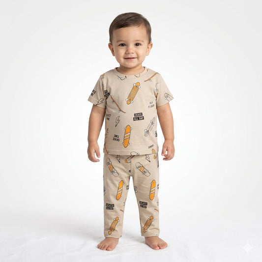 Skating Board Print Pant Cordset (7year to 8year)