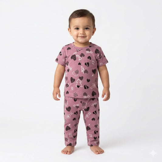 Heart Print Pant Cordset (7year to 8year)