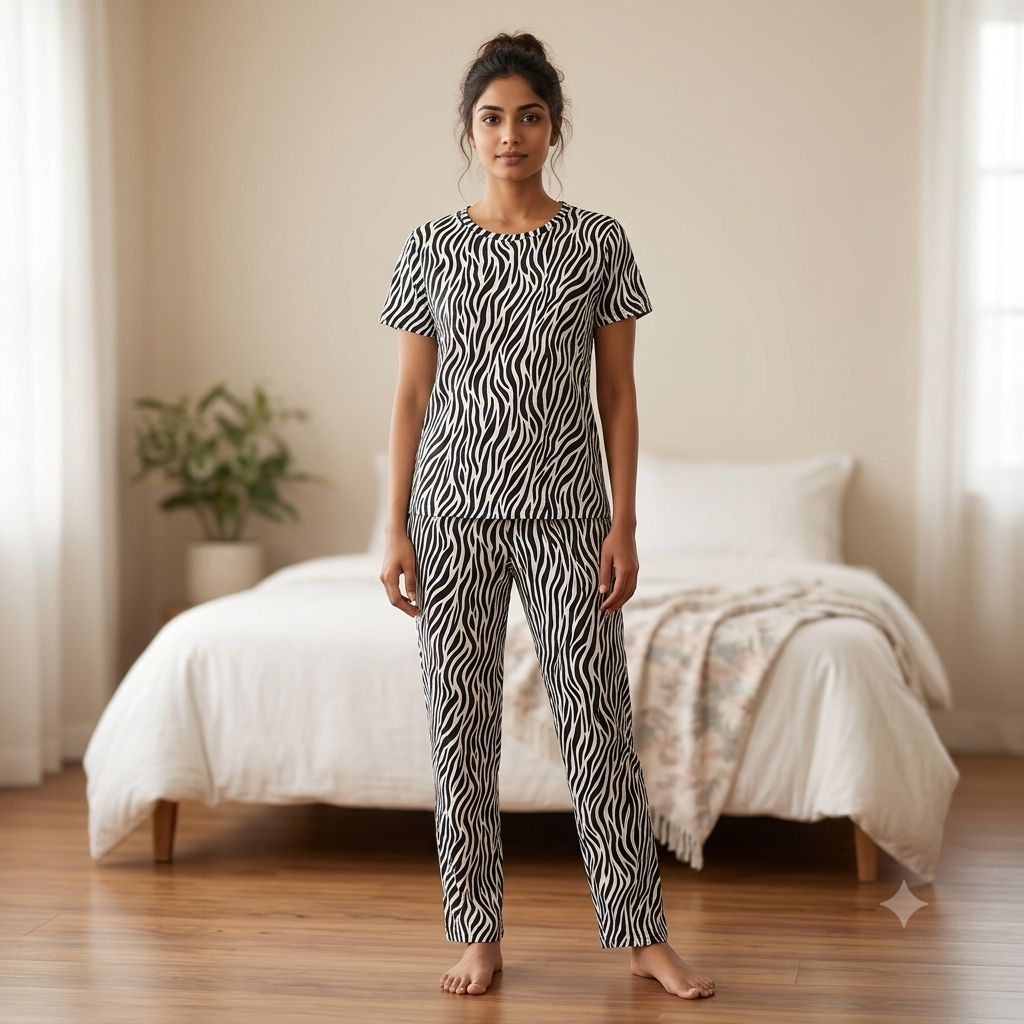 Black & White Zebra Print Pyjamas (S)