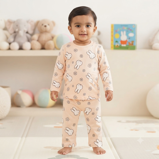 Bunny & Floral Print Full Sleeve Pant Set (1year to 2year)