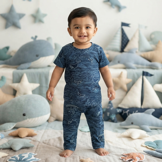 Blue Whale Print Pant Set (6month to 1year)