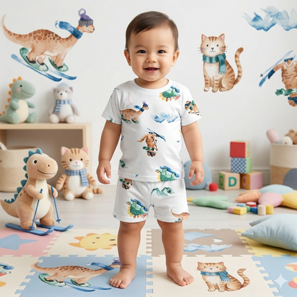 Playing Animal Print Shorts Set (2year to 3year)