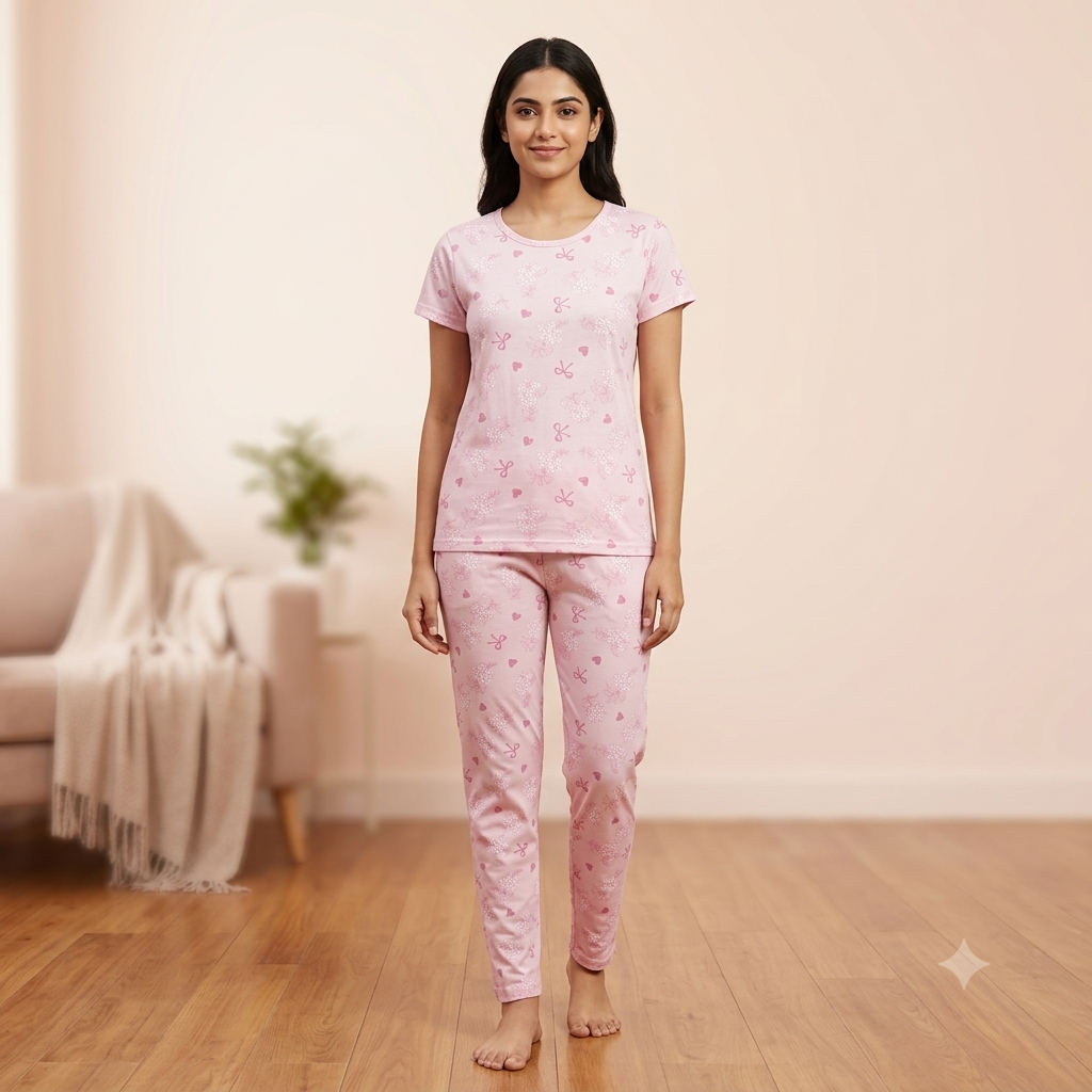 Pink Ribbon Print Pyjamas (M)