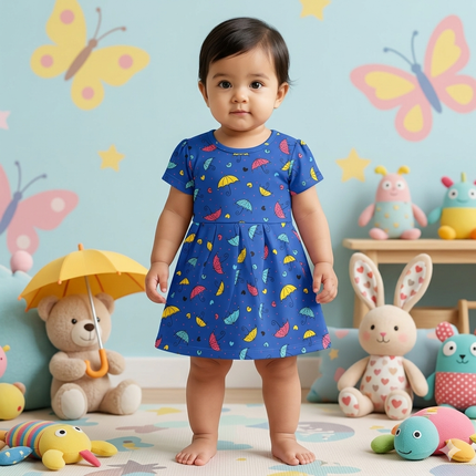 Blue Umbrella Print Frock (2year to 3year)