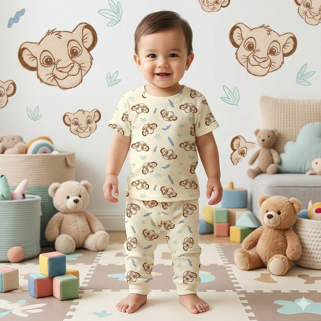 Little Simba Print Premium ribbed pant Cordset (4year to 5year)