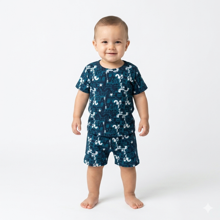 Blue USA Print Shorts Set (6month to 1year)