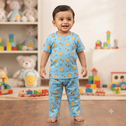 Blue Toys Print Pant Set (6month to 1year)