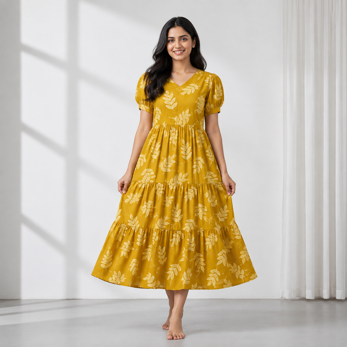 Yellow Leaves Feeding 4 Tier Maxi (Invisible Zip)