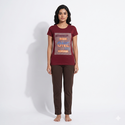 Maroon Print Womens T-shirts
