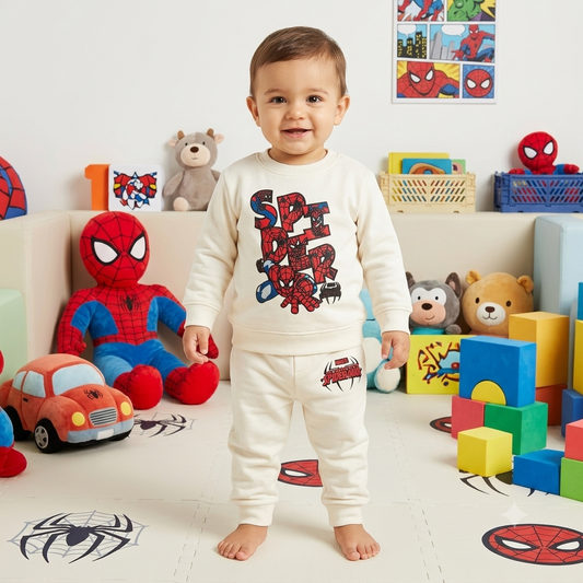 White Spider Print Full Sleeve Pant Cordset (1year to 2year)