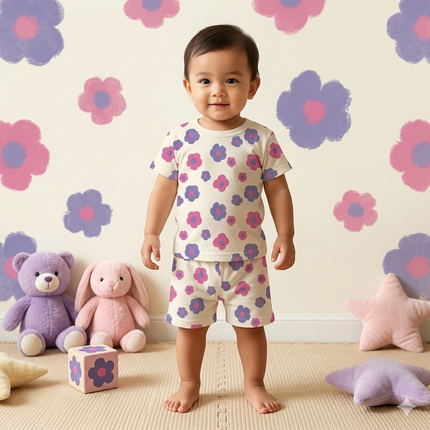 Flower Print Shorts Set (1year to 2year)